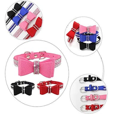 Extra Small Dog Collar with Bowtie,Purple S Rhinestone Bling Diamond Sparkly Crystal Jewel Cute Adjustable for Small Medium Large Girl Puppy Cat Collars Female Pet Kitten - Image 6