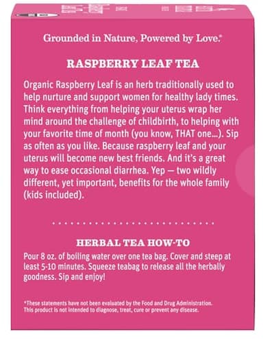 Earth Mama Organic Raspberry Leaf Tea Bags | Labor Tonic & Menstrual Support Herbal Tea, Red Raspberry Leaf Tea for Pregnancy & Postpartum Care Recovery, Caffeine Free Tea, Non GMO, (16 Teabags, 3-Pk) - Image 10