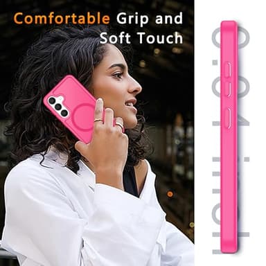 LATVIN Phone Cover for Samsung Galaxy S25 Case | with 1 Screen Protector, Compatible with MagSafe, Magnetic, Military Grade Protection, Translucent Matte Frosted Back, Hot Pink - Image 7