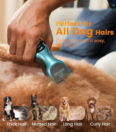 Oneisall Dog Clippers for Grooming - 2-Speed Super Power, 50dB Quiet Rechargeable Cordless Trimmer With Detachable Stainless Steel Blade for Small & Large Dogs With Thick Coats - Image 2