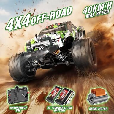 X-TMAGA Rc Cars 1:18 All Terrain RC Car for Adults & Boys (18305), 4WD Off-Road RC Truck High Speed Fast 40+ KPH, 4X4 Waterproof Remote Control Car with 2 Rechargeable Batteries - Image 2
