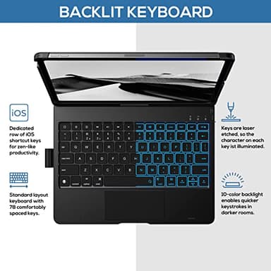 typecase Touch Keyboard Case for iPad Air 11-inch(M3/M2, 2025/2024) & iPad Pro 11(4th/3rd/2nd/1st Gen), Multi-Touch Trackpad, 11-Color Backlight, 360°Rotatable for iPad Air 5/4th Gen, Gray - Image 5
