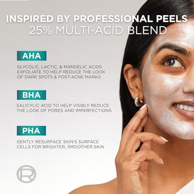 L'Oreal Paris Bright Reveal Dark Spot Exfoliant Peel, 25% AHA BHA PHA Face Exfoliator Solution, Gentle Skincare to Visibly Reduce Dark Spots and Renew Skin Texture, Includes SPF Lotion Sample - Image 6