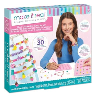 Make It Real:Clay Charm DIY Jewelry Kit - Make 30+ Clay No Bake Charms to Attach to Your Chain, Arts & Crafts, Girls & Kids Ages 8+ - Image 1