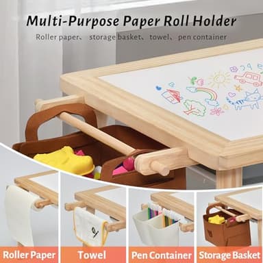 Easyego Wooden Sensory Table – Multifunctional Sand & Water Table with Double-Sided Lid, Paper Roll, Storage Box, Transparent & Game Board, and Foldable Bins for Kids' Indoor & Outdoor Play - Image 5