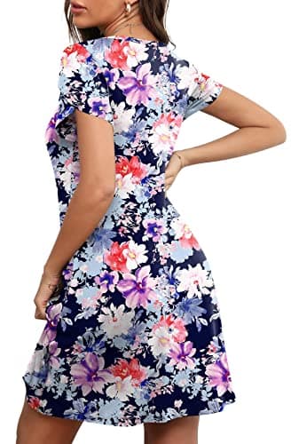 HOTGIFT Women Dresses Summer Casual Dress Plus Sized Sundresses Short Sleeve with Pockets Mix Flower X-Large - Image 3