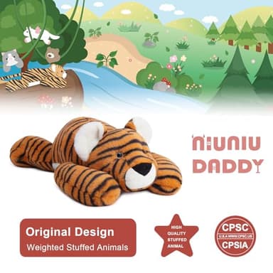 Niuniu Daddy 20" | 3.3 Pound Tiger Weighted Stuffed Animals for Adults, Stuffed Tiger Plush Toy for Toddler Teens Kids, Large Fluffy Plushy Pillow with Soft Fur for Present Christmas Birthday - Image 4