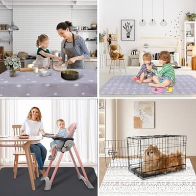 WOMUMON 51" Splat Mat for Under High Chair/Arts/Crafts, Baby Washable Spill Mat Waterproof Anti-Slip Floor Splash Mat, Portable Play Mat and Table Cloth - Image 6