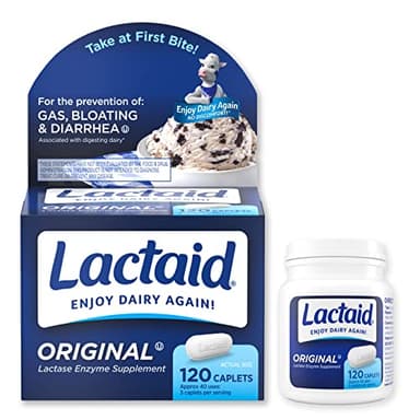 Lactaid Original Strength Lactose Intolerance Pills, 9000 FCC Natural Lactase Enzyme Dairy Relief Caplets, Helps Prevent Gas, Bloating & Diarrhea Due to Lactose Sensitivity in Adults & Kids, 120 Count - Image 6