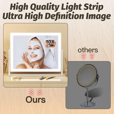 FENNIO Vanity Mirror with Lights 13'' x 17'' Makeup Mirror with Lights,Vanity Mirror Touch Screen with 3-Color Lighting,Dimmable,for Vanity Desk Bedroom White - Image 4
