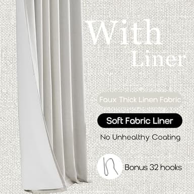 PANELSBURG Extra Long Floor to Ceiling French Country Curtains by Size 108 Inches Long 2 Panels Cream Neutral Girls Privacy Curtains for Bedroom Pleated Curtain with Hooks - Image 5