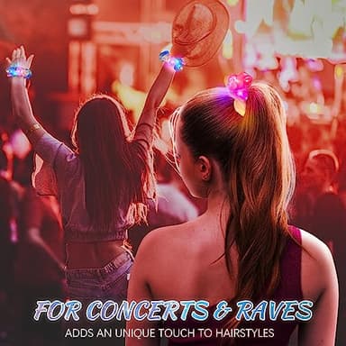 8 Pcs LED Scrunchies for Women - Scrunchy, Light Up Scrunchies for Girls, Colorful Yarn Hair Tie Multi Light Modes, Glow in the Dark Hair Accessories for Christmas Rave Party (#01) - Image 2