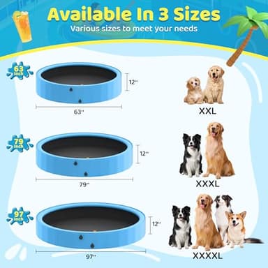 Raxurt Dog Pool with Sprinkler, 79'' Foldable Dog Pools for Large Dogs, 2-in-1 Sprinkler Pool Heavy Duty, PVC Non Slip Pet Bathing Tub for Outdoor Backyard, Blue - Image 2