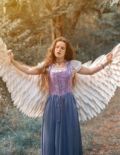 Renaissance Costume Women Medieval Corset Dress Puff Sleeve Fairy Dress Lavender Size 12 - Image 7