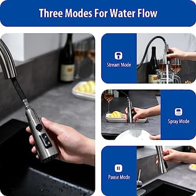 WEWE Touchless Kitchen Faucet with Pull Down Sprayer - Single Handle Kitchen Faucets Smart Motion Sensor Stainless Steel Brushed Nickel Sink Faucet - Image 4