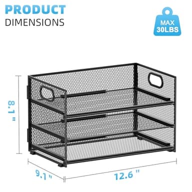 Marbrasse 3 Tier Paper Organizer Letter Tray, Mesh File Organizer with Handle, Paper Sorter Desk Organizer for Home Office Supplies - Image 3
