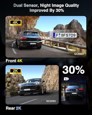 FAIMEE 4K Dash Cam Front and Rear with GPS, Upgraded 5.8G WiFi, Dual Dash Camera for Cars, Night Vision, WDR, 160°Wide Angle, 24H Parking Monitor, Emergency Lock, 3" IPS Screen (64GB Card Included) - Image 2
