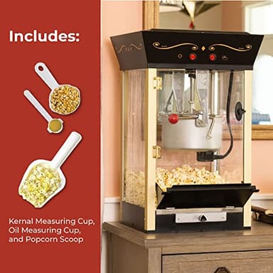 Nostalgia Popcorn Maker Machine - Professional Cart With 8 Oz Kettle Makes Up to 32 Cups - Vintage Popcorn Machine Movie Theater Style - Black - Image 4