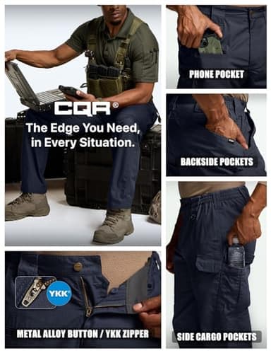 CQR Men's Tactical Pants, Water Resistant Ripstop Cargo Pants, Lightweight EDC Work Hiking Pants, Outdoor Apparel, Raider Mag Pocket Police Navy, 34W x 32L - Image 6
