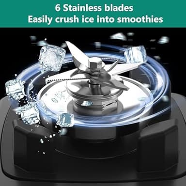 OMMO Blender 1800W, Professional High Speed Countertop Blender with Stainless Steel Blades, 60oz BPA Free Jar for Shakes and Smoothies, Ice and Fruits, Dishwasher Safe - Image 2