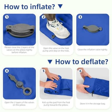 FNARMW Camping Sleeping Pad, Extra Thick 5 Inch Camping Mat with Pillow Built-in Foot Pump Inflatable Sleeping Pads Compact for Camping Backpacking Hiking Traveling Tent(Blue Grey) - Image 7