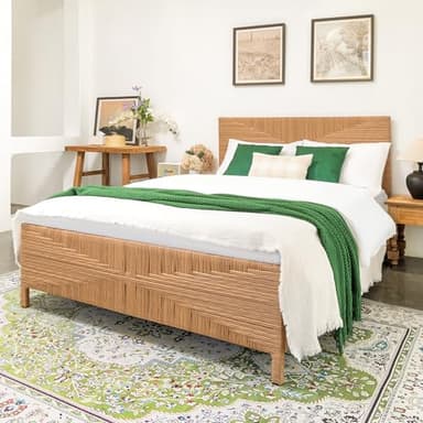 Yechen Rattan Boho Full Bed Frame