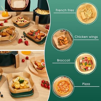 400 Pcs Air Fryer Paper Liners, 8" Square Air Fryer Liners Disposable, Heavy-Duty Parchment Paper for 5-8 qt Airfryer Basket, Non-Stick & Grease-Proof Baking Liner for Oven Pan - Image 6
