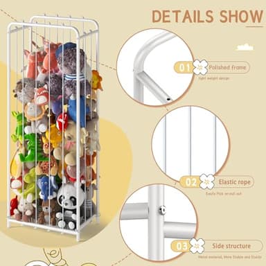 HAVEDAWN All Metal Stuffed Animal Storage, Never Fall Apart Stuffed Animal Zoo, Extra Large Stuffed Animal Holder - Sturdy Metal Plush Toy Organizer Perfect for Boys Girls Nursery Play Room Kidsroom - Image 3
