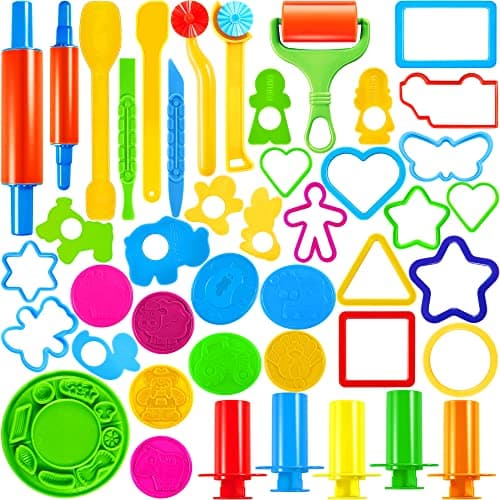 JOYIN 44 Clay Tools Set for Kids, Clay Accessories with Various Plastic Molds, Rolling Pins, Cutters - Image 1