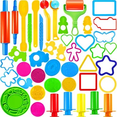 JOYIN 44 Clay Tools Set for Kids, Clay Accessories with Various Plastic Molds, Rolling Pins, Cutters - Image 1