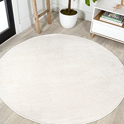 JONATHAN Y Haze Solid Low-Pile Ivory 6' Round Indoor Area Rug, Coastal,Bohemian,Minimalist,Classic, Easy-Cleaning for Living Room,Bedroom,Kitchen,Pet Friendly,Non-Shedding (SEU100T-6R) - Image 1