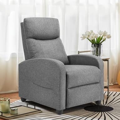 SMUG Recliner Chair for Living Room, Leather Recliners, Home Theater Seating with Lumbar Support with Adjustable Backrest and Footrest, Modern Living Room Furniture with Padded Seat, Grey Seating - Image 2