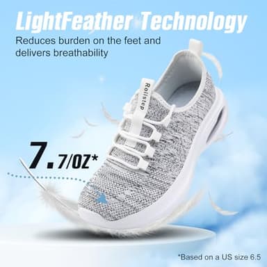 Rollstep Wide Toe Box Shoes Women Extra Wide Width Sneakers Diabetic Air Cushion Road Running Shoes Ultra Light Wide Tennis Sneakers Gym Training Breathable Walking Shoes Light Gray White 37 - Image 5