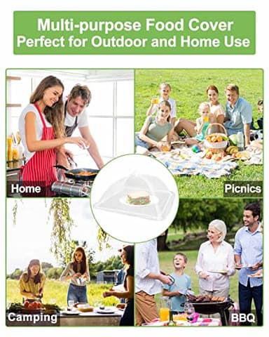Lauon Large Food Cover,6 Pack Mesh Food Tent,17"x17",White Nylon Covers,Pop-Up Umbrella Screen Tents,Patio Net for Outdoor Camping, Picnics, Parties,BBQ,Collapsible and Reusable - Image 7