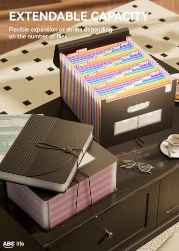 ABC life 26 Pockets Accordion File Organizer, Expanding File Folders, Portable Monthly Bill Receipt Organizer with Colorful A-Z Tabs, Desktop Folders Letter A4 Paper Document Storage for Home Office - Image 3