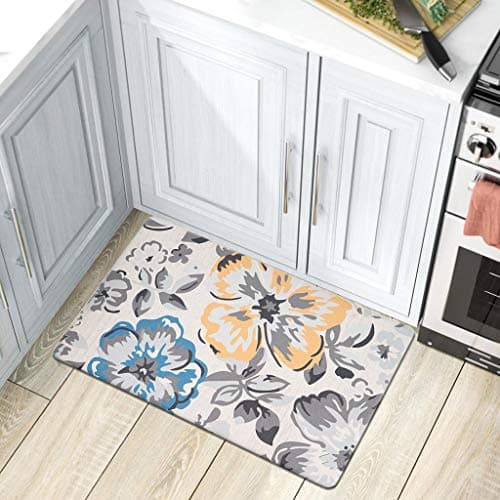 Rugshop Modern Floral Anti Fatigue Standing Mat 18" x 30" Cream - Image 1