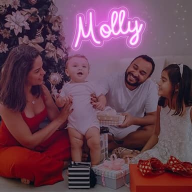 ATTNEON Large Molly Name Neon Sign,LED Molly Name Neon Light for Kids Bedroom,Molly Birthday Party Decoration,Neon Sign Customizable for Wall Decor,Girl Birthday Decor,Size 13.4 * 7.9 inches(JTLD095) - Image 6