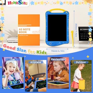 HOMESTEC Astrodraw Drawing Pad Toys, Colorful LCD Writing Tablet for Kids, Doodle Board for Toddlers 3 4 5 6 Years Old, Travel Sensory Space Toy for Boys Girls, Birthday Gift Idea (Blue/Yellow) - Image 6