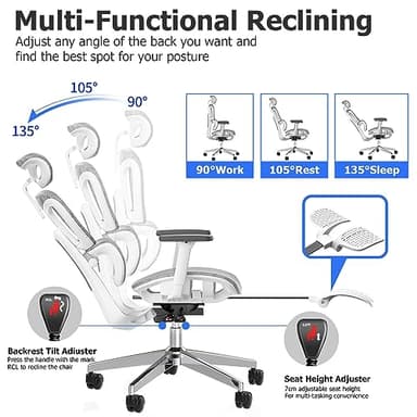 PatioMage Ergonomic Mesh Office Chair with 3D Adjustable Armrest,High Back Desk Computer Chair Ergo3d Ergonomic with Wheels for Home & Office - Image 8