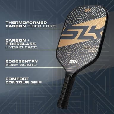 SLK Helix Pro Pickleball Paddle | Carbon Fiber & Fiberglass Hybrid Face | Thermoformed Carbon Fiber Core | Unmatched Control | Gold Maze - Image 4