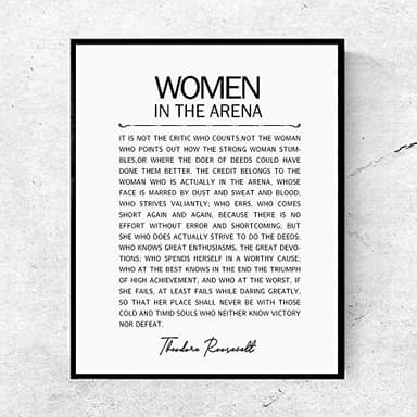 ZLKAPT Women in the Arena Feminist Wall Art Sign Theodore Roosevelt Print Feminism Inspirational Quotes Gift for Her 8 x 10 Inches Unframed - Image 3