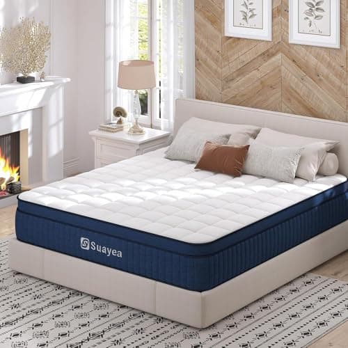 SUAYEA California King Mattress, 13.5 Inch California King Mattress in a Box, Medium Plush Pocket Spring and Gel Memory Foam for Superior Comfort, Pressure Relief, Strong Edge Support - Image 1