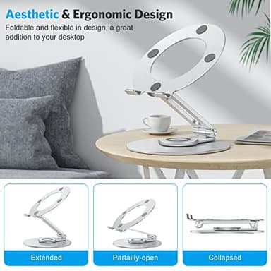 Adjustable Laptop Stand with 360 Rotating Base, OMOTON Ergonomic Laptop Riser for Collaborative Work, Dual Rotary Shaft Fully Foldable for Easy Storage, Fits MacBook / All Laptops up to 16 inches - Image 5