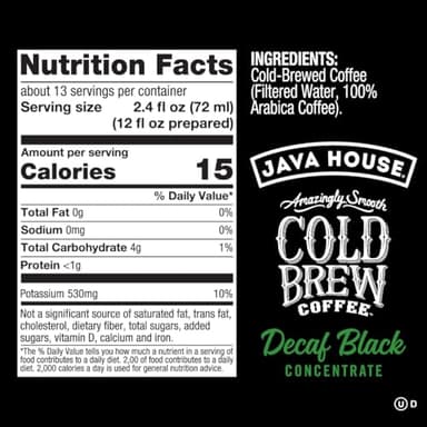 JAVA HOUSE Cold Brew Coffee, Decaf Colombian 4:1 Liquid Concentrate, 32 Ounce Bottle - Image 2