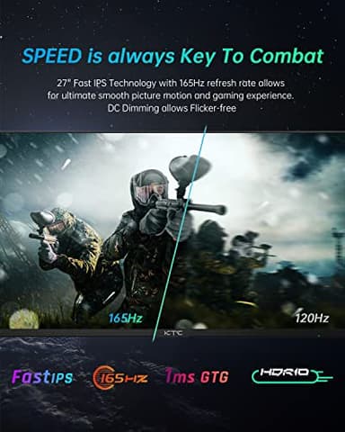 KTC 27" 1440p 170Hz Gaming Monitor, 2K QHD 1ms GTG Fast IPS, HDR, HDMI/USB C/DP, FreeSync & G-Sync, Swivel Tilt Height Pivot Adjustable, H27T22 - Image 2