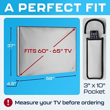 Garnetics Outdoor TV Cover 65 Inch – Waterproof & Weatherproof TV Enclosure, Smart Shield Screen Protector, Outside TV Covers for Moving & Storage - Gray - Image 3