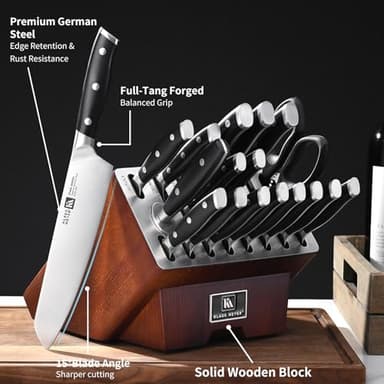Klaus Meyer Stahl 19 Piece High Carbon Exclusive German Steel Knife Block Set (Black) - Image 4