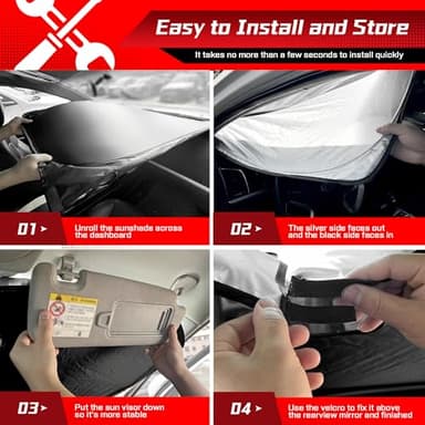 ARISMOTOR Windshield Sun Shade for Mazda CX-90 CX90 PHEV 2024-2025 2026, Custom Fit Foldable Front Window Sunshade Sun Visor Protector, Block UV Rays Keep Your Car Cooler - Image 6