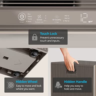COWAY Air Purifiers for Large Room Whole Home Up to 4,253ft², 2 Sets of XL Washable Pre-Filters and True HEPA Filters for Dual Purification, PM1.0 AQI, Turbo Mode, Timer, Wheels, 5yr Warranty, ProX(B) - Image 8