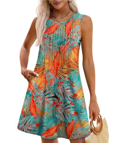 Summer Dresses for Women 2025 Boho Italian Dress School Outfits for Teachers Women's Clothing Fashion Beach Vacation Clothes Hawaiian Dresses Loose Casual Sundress Floral Easter Orange L - Image 2